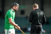 1 March 2020; Darragh O’Donovan of Limerick with referee Shane Hynes before being shown a straight red card during the Allianz Hurling League Division 1 Group A Round 5 match between Limerick and Westmeath at LIT Gaelic Grounds in Limerick. Photo by Diarmuid Greene/Sportsfile