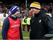 1 March 2020; Laois manager Eddie Brennan with Kilkenny manager Brian Cody following the Allianz Hurling League Division 1 Group B Round 5 match between Laois and Kilkenny at UPMC Nowlan Park in Kilkenny. Photo by Michael P Ryan/Sportsfile