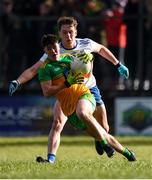 1 March 2020; Andrew McClean of Donegal  in action against Niall Kearns of Monaghan during the Allianz Football League Division 1 Round 5 match between Donegal and Monaghan at Fr. Tierney Park in Ballyshannon, Donegal. Photo by Oliver McVeigh/Sportsfile