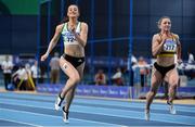 1 March 2020; Ciara Neville of Emerald AC, Limerick, left, on her way to winning the Senior Women's 60m event, ahead of Joan Healy of Leevale AC, Cork, during Day Two of the Irish Life Health National Senior Indoor Athletics Championships at the National Indoor Arena in Abbotstown in Dublin. Photo by Sam Barnes/Sportsfile
