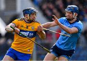 1 March 2020; David McInerney of Clare is tackled by Seán Moran of Dublin during the Allianz Hurling League Division 1 Group B Round 5 match between Clare and Dublin at Cusack Park in Ennis, Clare. Photo by Ray McManus/Sportsfile
