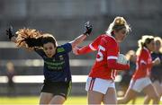 1 March 2020; Saoirse Noonan of Cork in action against Noirin Moran of Mayo during the Lidl Ladies National Football League Division 1 match between Cork and Mayo at Mallow GAA Complex in Cork. Photo by Seb Daly/Sportsfile