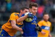 1 March 2020; Conor Madden of Cavan in action against Tony Kelly of Clare during the Allianz Football League Division 2 Round 5 match between Cavan and Clare at Kingspan Breffni Park in Cavan. Photo by Philip Fitzpatrick/Sportsfile