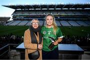 1 March 2020; Aoife Ní Chaiside of Slaughtneil is presented with the Player of the Match award, from Maol Muire Tynan, Head of Public Affairs AIB Bank, for her outstanding performance in the AIB Intermediate Camogie Club Championship Final, St Rynagh’s v Gailltír in Croke Park on Sunday, March 1st. Photo by Harry Murphy/Sportsfile
