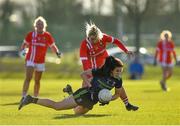 1 March 2020; Noirin Moran of Mayo in action against Saoirse Noonan of Cork during the Lidl Ladies National Football League Division 1 match between Cork and Mayo at Mallow GAA Complex in Cork. Photo by Seb Daly/Sportsfile