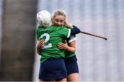 1 March 2020; Maria Cooney, right, and Sinéad Cannon of Sarsfields celebrate following the AIB All-Ireland Senior Camogie Club Championship Final match between Sarsfields and Slaughtneil at Croke Park in Dublin. Photo by Harry Murphy/Sportsfile