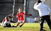 1 March 2020; Libby Coppinger of Cork shoots to score her side's first goal of the game, past Aishling Tarpey of Mayo, during the Lidl Ladies National Football League Division 1 match between Cork and Mayo at Mallow GAA Complex in Cork. Photo by Seb Daly/Sportsfile