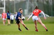 1 March 2020; Roisin Durkin of Mayo in action against Shauna Kelly of Cork during the Lidl Ladies National Football League Division 1 match between Cork and Mayo at Mallow GAA Complex in Cork. Photo by Seb Daly/Sportsfile