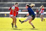 1 March 2020; Libby Coppinger of Cork in action against Sinéad Cafferky of Mayo during the Lidl Ladies National Football League Division 1 match between Cork and Mayo at Mallow GAA Complex in Cork. Photo by Seb Daly/Sportsfile