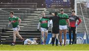 1 March 2020; Aidan O'Shea of Mayo remonstrates with referee Martin McNally after he awarded Kerry a penalty during the Allianz Football League Division 1 Round 5 match between Mayo and Kerry at Elverys MacHale Park in Castlebar, Mayo. Photo by Brendan Moran/Sportsfile