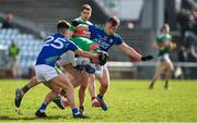 1 March 2020; Jordan Flynn of Mayo is tackled by Tony Brosnan, left, and Dara Moynihan of Kerry during the Allianz Football League Division 1 Round 5 match between Mayo and Kerry at Elverys MacHale Park in Castlebar, Mayo. Photo by Brendan Moran/Sportsfile