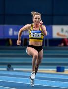 1 March 2020; Joan Healy of Leevale AC, Cork, competing in the Senior Women's 60m event during Day Two of the Irish Life Health National Senior Indoor Athletics Championships at the National Indoor Arena in Abbotstown in Dublin. Photo by Sam Barnes/Sportsfile