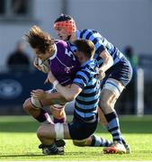 2 March 2020; Tom Mulcair of Clongowes Wood College is tackled by Luke Callinan of St Vincent’s, Castleknock College, during the Bank of Ireland Leinster Schools Senior Cup Semi-Final between Clongowes Wood College and St Vincent’s, Castleknock College, at Energia Park in Donnybrook, Dublin. Photo by Ramsey Cardy/Sportsfile