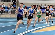 1 March 2020; Daire Finn of Dublin City Harriers AC, leads the field competing in the Senior Men's 1500m event during Day Two of the Irish Life Health National Senior Indoor Athletics Championships at the National Indoor Arena in Abbotstown in Dublin. Photo by Sam Barnes/Sportsfile