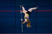 1 March 2020; Clodagh Walsh of Abbey Striders AC, Cork, competing in the Senior Women's Pole Vault event during Day Two of the Irish Life Health National Senior Indoor Athletics Championships at the National Indoor Arena in Abbotstown in Dublin. Photo by Sam Barnes/Sportsfile