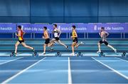 1 March 2020; Athletes competing in the Senior Men's 3000m event during Day Two of the Irish Life Health National Senior Indoor Athletics Championships at the National Indoor Arena in Abbotstown in Dublin. Photo by Sam Barnes/Sportsfile