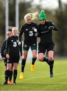 2 March 2020; Denise O'Sullivan, left, and Niamh Fahey during a Republic of Ireland Women training session at Johnstown House in Enfield, Co Meath. Photo by Seb Daly/Sportsfile