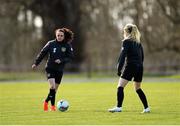 2 March 2020; Áine O'Gorman, left, and Julie-Ann Russell during a Republic of Ireland Women training session at Johnstown House in Enfield, Co Meath. Photo by Seb Daly/Sportsfile