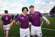 2 March 2020; Rory Morrin, left, and Peter Maher of Clongowes Wood College following the Bank of Ireland Leinster Schools Senior Cup Semi-Final between Clongowes Wood College and St Vincent’s, Castleknock College, at Energia Park in Donnybrook, Dublin. Photo by Ramsey Cardy/Sportsfile