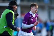 2 March 2020; David Wilkinson of Clongowes Wood College celebrates after kicking a coonversion during the Bank of Ireland Leinster Schools Senior Cup Semi-Final between Clongowes Wood College and St Vincent’s, Castleknock College, at Energia Park in Donnybrook, Dublin. Photo by Ramsey Cardy/Sportsfile