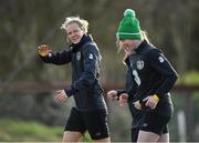 2 March 2020; Diane Caldwell, left, during a Republic of Ireland Women training session at Johnstown House in Enfield, Co Meath. Photo by Seb Daly/Sportsfile