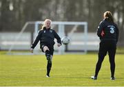 2 March 2020; Amber Barrett, left, during a Republic of Ireland Women training session at Johnstown House in Enfield, Co Meath. Photo by Seb Daly/Sportsfile