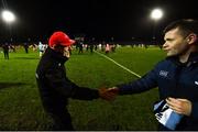29 February 2020; Tyrone manager Mickey Harte, left, shakes hands with Dublin manager Dessie Farrell following the Allianz Football League Division 1 Round 5 match between Tyrone and Dublin at Healy Park in Omagh, Tyrone. Photo by David Fitzgerald/Sportsfile