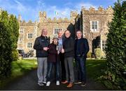 3 March 2020; Conor Dwan from Waterford United and South Kilkenny Down Syndrome Ireland, second from left, with, from left, former Kilkenny hurler Eddie Keher, former Dublin footballer Barney Rock, former Kilkenny hurler Tommy Walsh and Dublin selector Greg Kennedy at the launch of the 21st annual KN Group All-Ireland GAA Golf Challenge, Waterford Castle Hotel and Golf Resort. This year's Challenge, in aid of Waterford and South Kilkenny Down Syndrome Ireland, returns to Waterford Castle Golf Resort on September 11 and 12. Photo by Matt Browne/Sportsfile