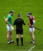1 March 2020; Referee Shane Hynes with Limerick captain Declan Hannon and Westmeath captain Cormac Boyle prior to the Allianz Hurling League Division 1 Group A Round 5 match between Limerick and Westmeath at LIT Gaelic Grounds in Limerick. Photo by Diarmuid Greene/Sportsfile