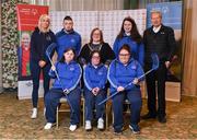 3 March 2020; Special Olympics Team Leinster set their sights on Northern Ireland. Pictured are Lord Mayor of Kildare Town Suzanne Doyle, Republic of Ireland international Stephanie Roche and former GAA commentator Mícheál Ó Muircheartaigh with the Kare Services team, Deidre Dunne, Samantha Duggan, Amy Crofton, Deborah McGovern and Craig Clarke at the launch at the Keadeen Hotel in Newbridge, Kildare. Photo by Harry Murphy/Sportsfile
