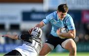 3 March 2020; Lee Barron of St Michael’s College is tackled by David O'Sullivan of Newbridge College during the Bank of Ireland Leinster Schools Senior Cup Semi-Final match between St Michael’s College and Newbridge College at Energia Park in Donnybrook, Dublin. Photo by Ramsey Cardy/Sportsfile