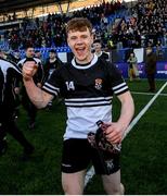 3 March 2020; Donal Conroy of Newbridge College celebrates following the Bank of Ireland Leinster Schools Senior Cup Semi-Final match between St Michael’s College and Newbridge College at Energia Park in Donnybrook, Dublin. Photo by Ramsey Cardy/Sportsfile