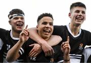 3 March 2020; Newbridge College players, from left, David O'Sullivan, Lucas Berti Newman and Sam Prendergast following the Bank of Ireland Leinster Schools Senior Cup Semi-Final match between St Michael’s College and Newbridge College at Energia Park in Donnybrook, Dublin. Photo by Ramsey Cardy/Sportsfile