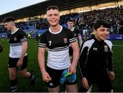 3 March 2020; Luke Dunleavy of Newbridge College celebrates following the Bank of Ireland Leinster Schools Senior Cup Semi-Final match between St Michael’s College and Newbridge College at Energia Park in Donnybrook, Dublin. Photo by Ramsey Cardy/Sportsfile