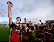 3 March 2020; Calvin Nolan and his IT Carlow team-mates celebrate following the Rustlers CFAI Cup Final match between IT Sligo and IT Carlow at Athlone Town Stadium in Athlone, Co Westmeath. Photo by Stephen McCarthy/Sportsfile