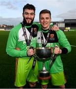 3 March 2020; IT Carlow goalkeepers Ben Brown Roche and Marcin Kowalczyk, right, following the Rustlers CFAI Cup Final match between IT Sligo and IT Carlow at Athlone Town Stadium in Athlone, Co Westmeath. Photo by Stephen McCarthy/Sportsfile