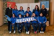 3 March 2020; Special Olympics Team Leinster set their sights on Northern Ireland. Pictured is Former GAA commentator Mícheál Ó Muircheartaigh and Republic of Ireland international Stephanie Roche with the women's third team, Deirdre Dunne, Samantha Duggan, Debroah McGovern, Amy Crofton, Michelle Dunne, Emma Murray, Bridget Power and Joanne Power at the launch at the Keadeen Hotel in Newbridge, Kildare. Photo by Harry Murphy/Sportsfile