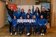3 March 2020; Special Olympics Team Leinster set their sights on Northern Ireland. Pictured is Former GAA commentator Mícheál Ó Muircheartaigh and Republic of Ireland international Stephanie Roche with the women's third team, Deirdre Dunne, Samantha Duggan, Debroah McGovern, Amy Crofton, Michelle Dunne, Emma Murray, Bridget Power and Joanne Power at the launch at the Keadeen Hotel in Newbridge, Kildare. Photo by Harry Murphy/Sportsfile