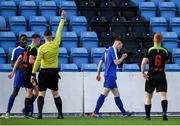 3 March 2020; Mark Byrne of IT Sligo receives a red card from referee Kevin Bryant during the Rustlers CFAI Cup Final match between IT Sligo and IT Carlow at Athlone Town Stadium in Athlone, Co Westmeath. Photo by Stephen McCarthy/Sportsfile