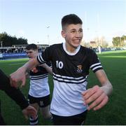 3 March 2020; Sam Prendergast of Newbridge College celebrates following the Bank of Ireland Leinster Schools Senior Cup Semi-Final match between St Michael’s College and Newbridge College at Energia Park in Donnybrook, Dublin. Photo by Ramsey Cardy/Sportsfile