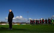 3 March 2020; CFAI Chairman Joe O'Brien stands for the National Anthem prior to the Rustlers CFAI Cup Final match between IT Sligo and IT Carlow at Athlone Town Stadium in Athlone, Co Westmeath. Photo by Stephen McCarthy/Sportsfile