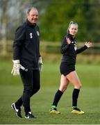 4 March 2020; Ruesha Littlejohn and goalkeeping coach Jan Willem van Ede during a Republic of Ireland Women training session at Johnstown Estate in Enfield, Co Meath. Photo by Eóin Noonan/Sportsfile