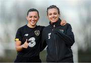 4 March 2020; Katie McCabe, left, and Grace Moloney during a Republic of Ireland Women training session at Johnstown Estate in Enfield, Co Meath. Photo by Eóin Noonan/Sportsfile