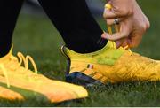 4 March 2020; A detailed view of Katie McCabe boots prior to a Republic of Ireland Women training session at Johnstown Estate in Enfield, Co Meath. Photo by Eóin Noonan/Sportsfile
