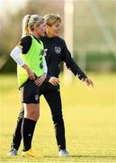 4 March 2020; Republic of Ireland manager Vera Pauw with Denise O'Sullivan during a Republic of Ireland Women training session at Johnstown Estate in Enfield, Co Meath. Photo by Eóin Noonan/Sportsfile