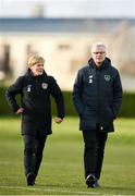 4 March 2020; Republic of Ireland manager Vera Pauw and FAI High Performance Director Ruud Dokter arriving to a Republic of Ireland Women training session at Johnstown Estate in Enfield, Co Meath. Photo by Eóin Noonan/Sportsfile