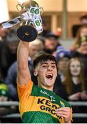 4 March 2020; Kerry captain Paul O'Shea lifts the cup following the EirGrid Munster GAA Football U20 Championship Final match between Kerry and Cork at Austin Stack Park in Tralee, Kerry. Photo by Piaras Ó Mídheach/Sportsfile