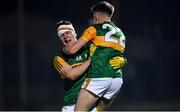 4 March 2020; Kerry players Seán Quilter, left, and Seán Keane celebrate after the EirGrid Munster GAA Football U20 Championship Final match between Kerry and Cork at Austin Stack Park in Tralee, Kerry. Photo by Piaras Ó Mídheach/Sportsfile