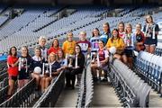 5 March 2020; In attendance at the 2020 Gourmet Food Parlour O’Connor Cup Captain's Day is Ciara Rowe, Brand Marketing Manager, with, from left, Ciara Brennan, UCC, Mary Martin, DCU, Lauren McGregor, UL, Kellie Kearney, Garda College, Ailish Noonan, DKIT, Aoife O’Shaughnessy, UCD, Emma Spillane, UCC, Hannah Hegarty, DCU, Shauna Howley, UL, Lucy McCartan, UCD,  Niamh Gallogly, NUIG, Sarah Boyd, MU, Lucy Power, DCU, Orla Burke, CIT, Niamh Rowan, UCD, Laura Tierney, TCD, and Tara Fitzgibbon, TUD Tallaght, at Croke Park in Dublin. Photo by Matt Browne/Sportsfile