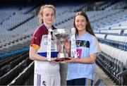 05 March 2020; O’Connor Cup Semi-Finalists Shauna Howley, left, UL, and Lucy McCartan, UCD, in attendance at the 2020 Gourmet Food Parlour O’Connor Cup Captain's Day at Croke Park in Dublin. Photo by Matt Browne/Sportsfile